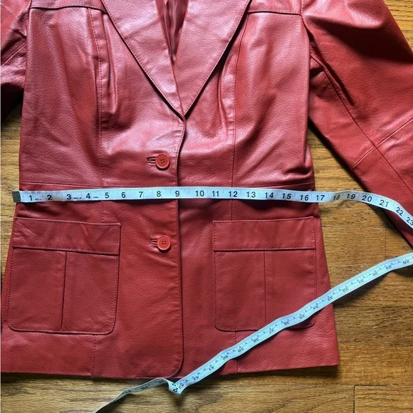 Newport News Red Leather Blazer/Jacket Size 8 - Picture 6 of 11